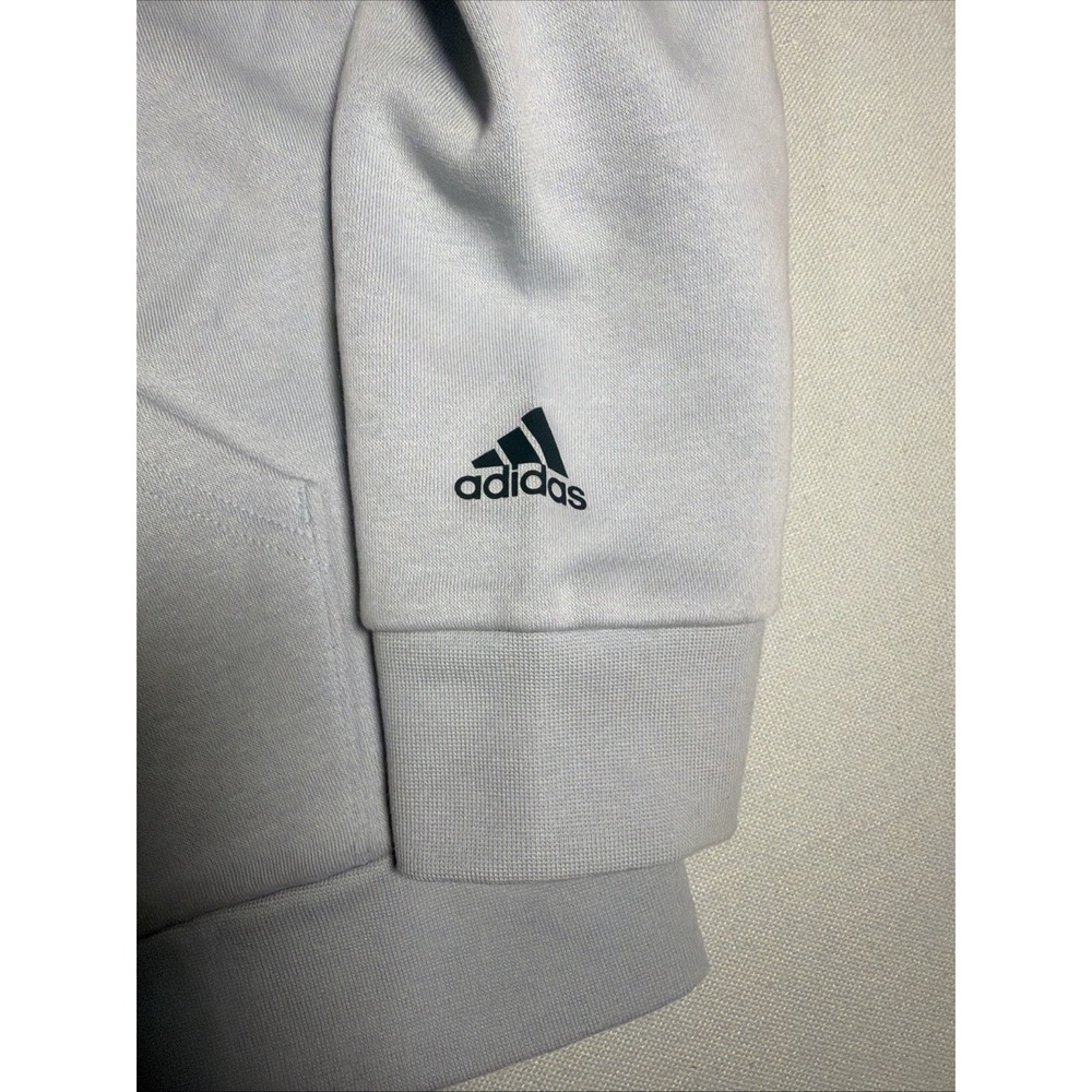 Adidas Sweatshirt Hoodie Womens Size M Blue with Multi-Color Logo Light Blue - Picture 9 of 16
